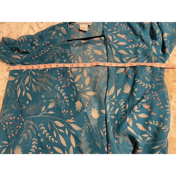 Open front light weight artsy fairy whimsical 3/4 sleeve coverup Petite medium - Picture 7 of 7